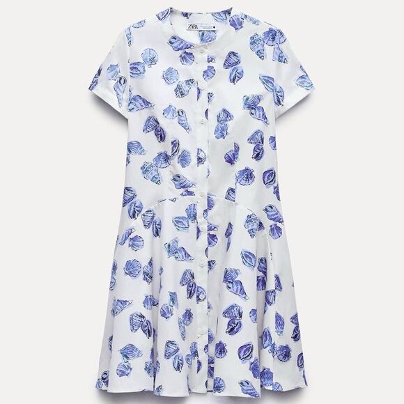 Zara shell printed short cotton dress - Picture 6 of 12